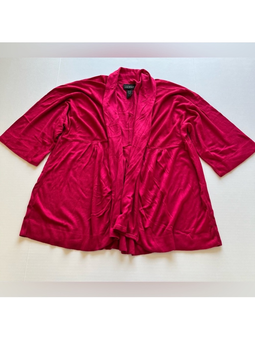 Lane Bryant Women’s Hot Pink Open Front Drape  3/4 Sleeves Knit Cardigan Sweater